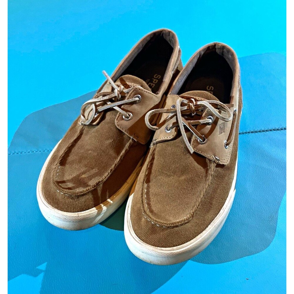 Sperry Top-Sider Men’s Brown Corduroy Boat Shoe Lace-Up US 11 Rubber Sole